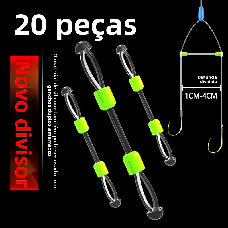 Organizador de Viagem para Linha de Pesca em Silicone com Gancho Duplo Anti-Emaranhamento, Divisor de Linha em Formato de Fei...