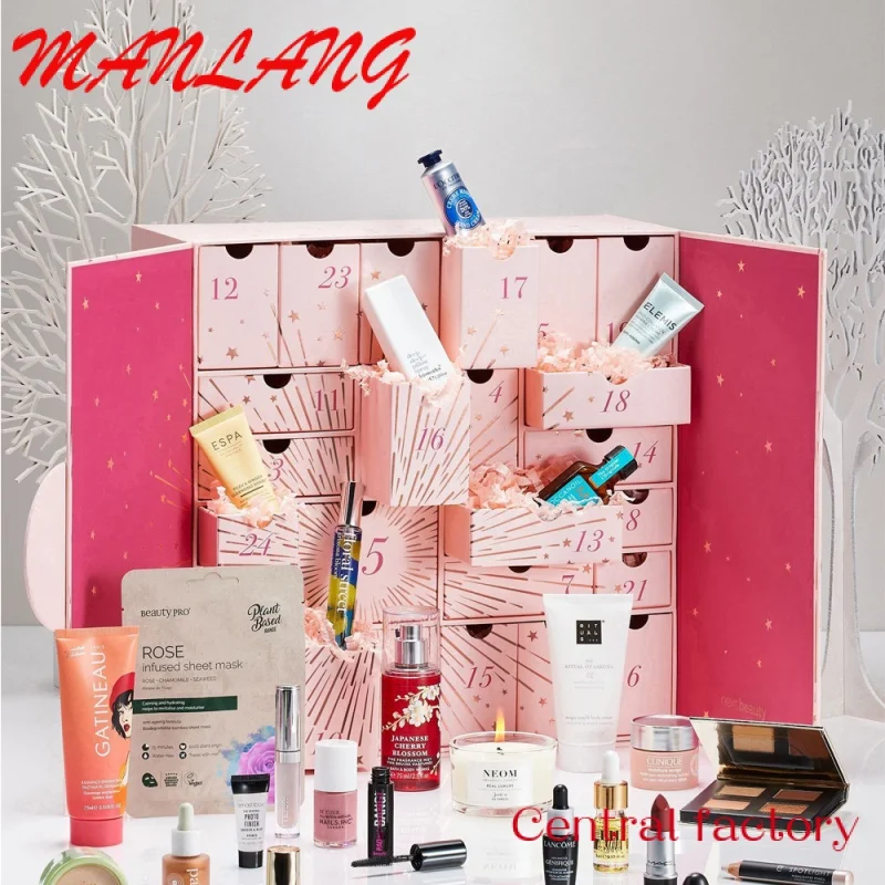 Custom  Custom logo printing empty beauty packaging gift 25 days makeup advent calendar box