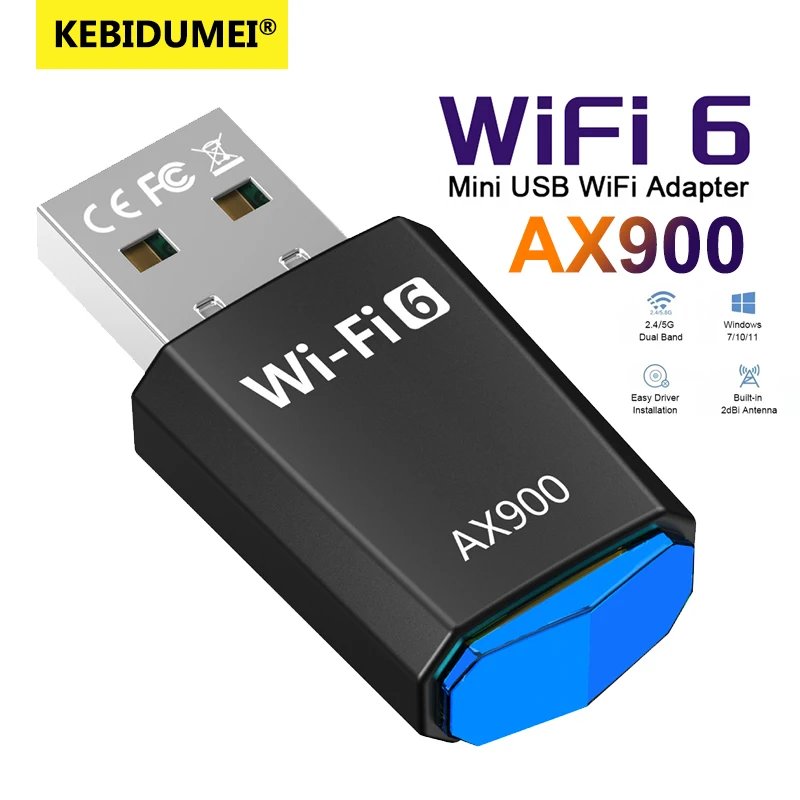 AX900 WiFi 6 USB-WLAN-Adapter, kabellose Ethernet-Netzwerkkarte, 2,4 G/5 GHz Dualband-Laufwerk, kostenloser stabiler Signaladapter für PC und Laptop