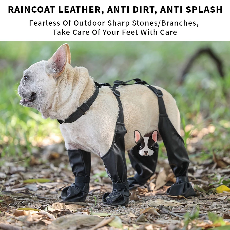 Zapatos para perros, zapatos ajustables impermeables para perros, botas antideslizantes para perros, accesorios protectores para exteriores para Bulldog Francés, Corgi, caniche