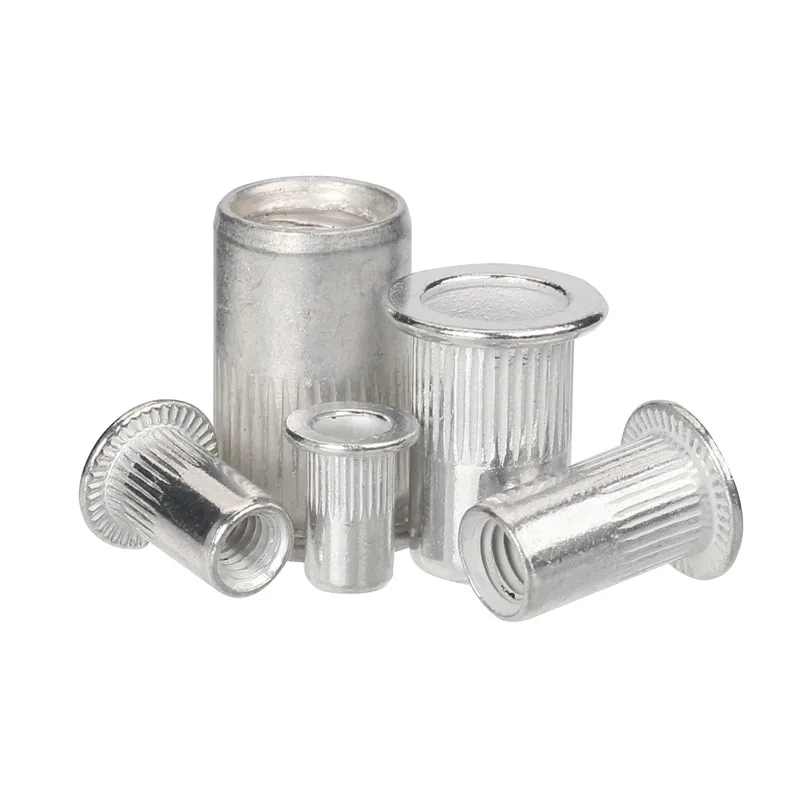 100Pcs Aluminum Flat Head Rivet Nuts Set Insert Nutsert Cap Rivet Nuts Insert Rivets Set Assortment Rivet Tool Kit M3/4/5/6/8