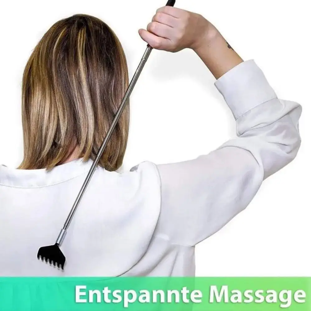 Arranhador telescópico para as costas, massageador, ferramenta de aço inoxidável de metal com bolsa de transporte