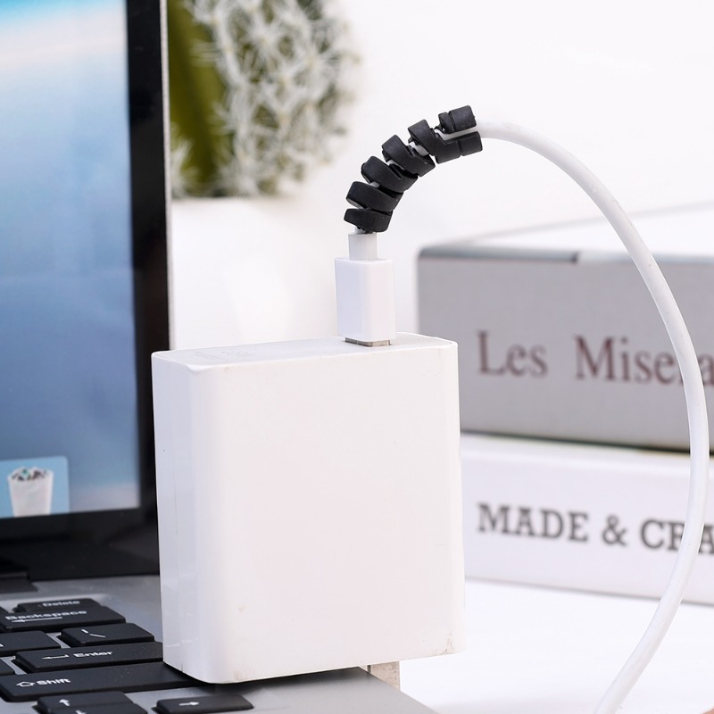 12-1Pcs 케이블 보호기 실리콘 충전 케이블 나선형 와인 더 와이어 전화 USB 충전기 케이블 보호 커버 케이블 와인 더 클립