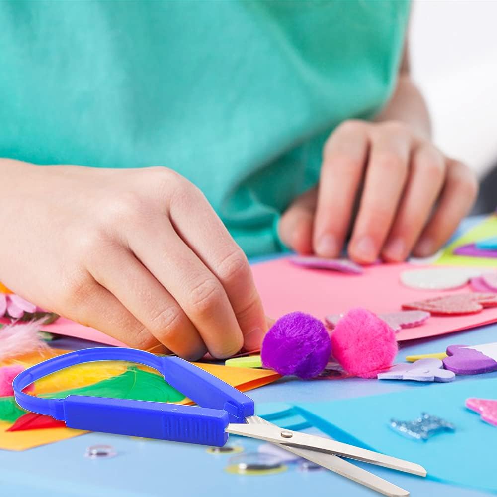 1/3pcs Ring Stretch Scissors Grip Scissors Kids Stationery Paper Cutting Scissors Safety U-Shaped Self-Retracting Scissors