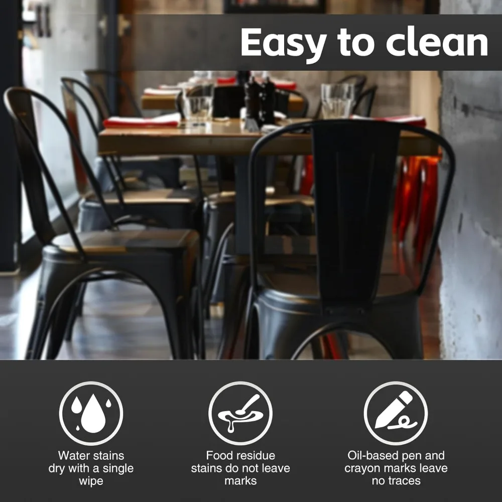 Metal Dining Chair Set of 4 Stackable Indoor Outdoor Industrial Vintage Chairs Bistro Restaurant Kitchen Cafe Side Chairs Matte