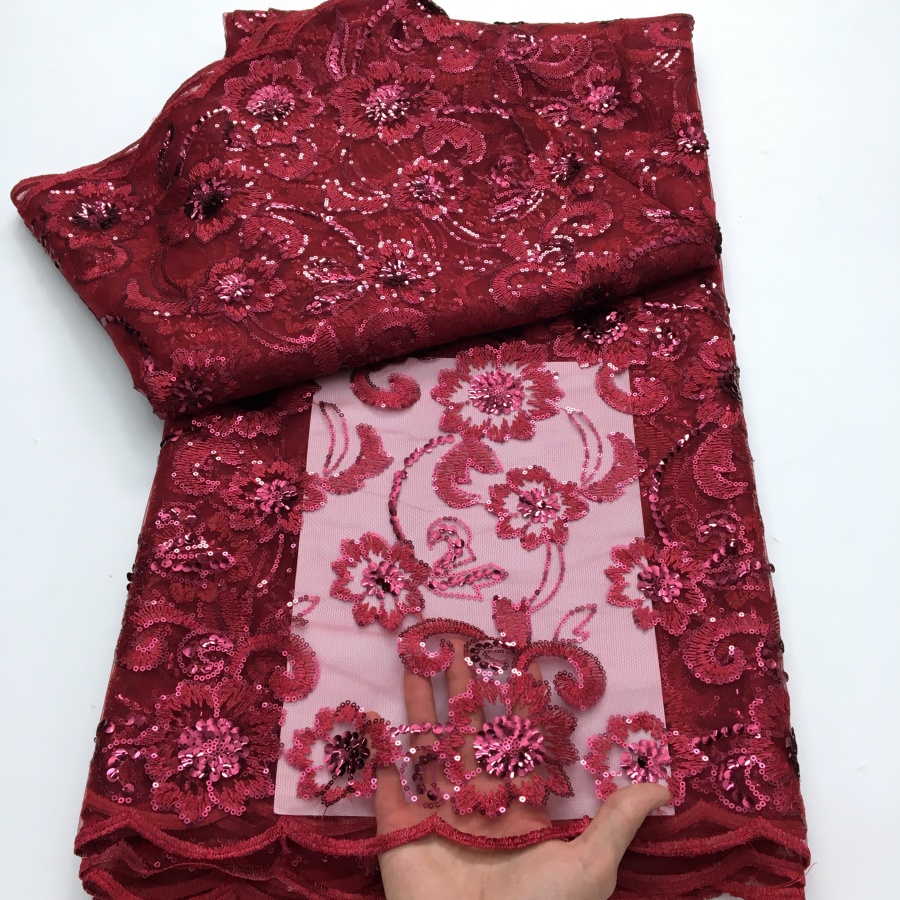 Afrikaanse kant stof hoge kwaliteit 2025, geborduurd mesh Nigeriaanse pailletten kant stof 5 yards Franse feestjurk voor vrouwen naaien