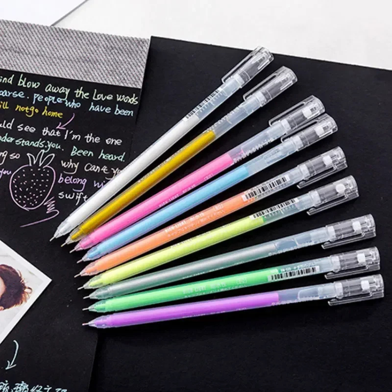 9 ชิ้น/เซ็ต 0.6 มม.สีขาวทองเงินหมึกสีอัลบั้มรูปเจลปากกาสํานักงานเครื่องเขียนน่ารัก Scrapbooking ปากกาขนาดใหญ่สําหรับเด็ก