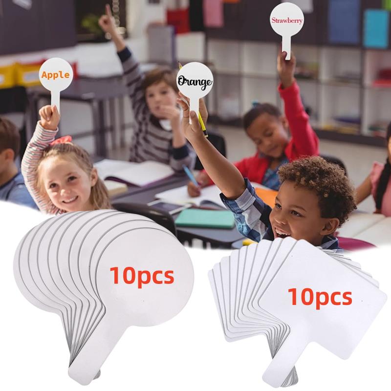 10Pcs Dry Erase Answer Paddles Handheld Double Sided Paddle Mini White Boards Small White Board Dry Erase Signs Auction Paddl