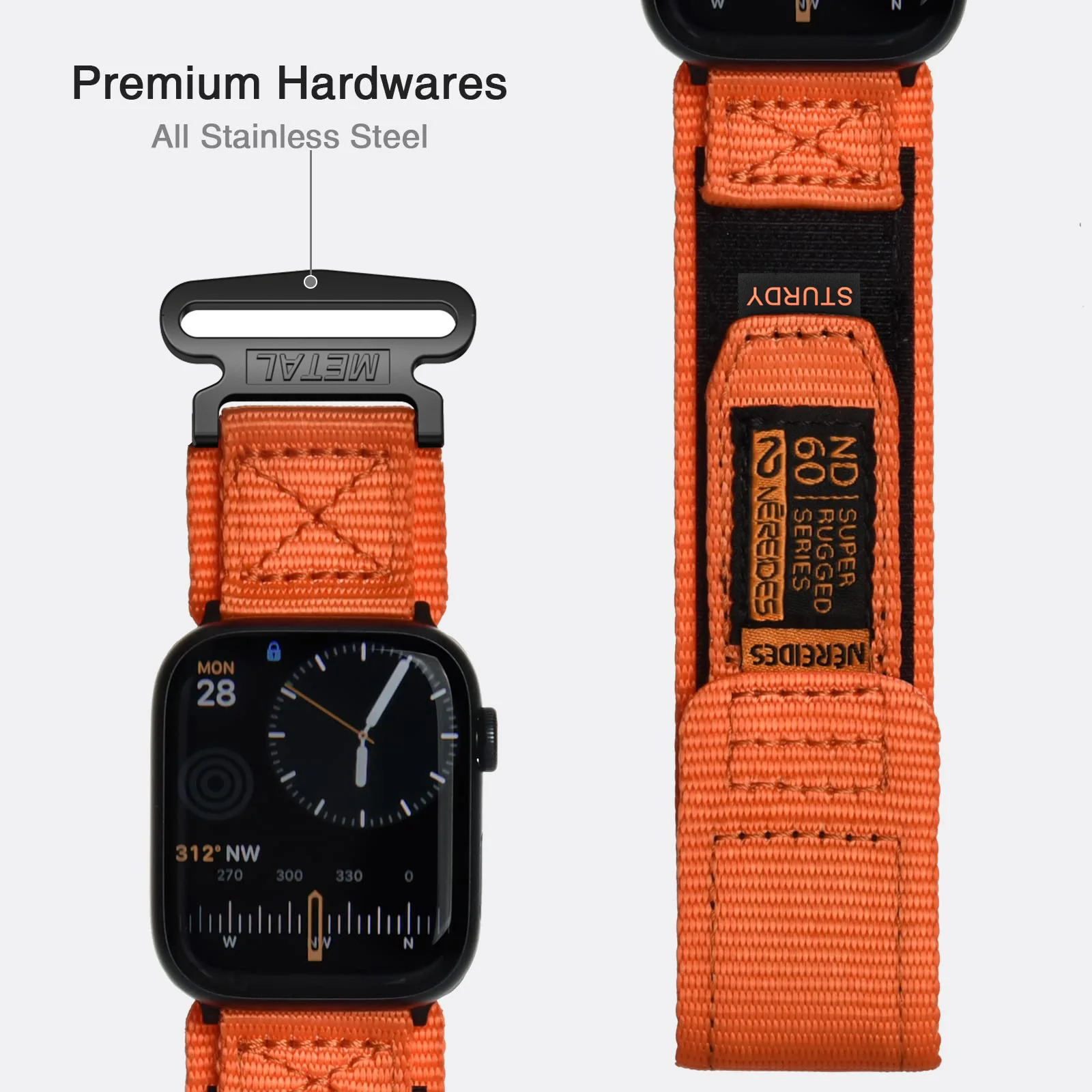 Compatível com Apple Watch Series 9/8/7 6/5/4/SE Ultra 2/3 Faixa de tecido de nylon projetada para caber em 49 mm 42 mm 44 mm 45 mm 38 mm 40 mm 41 mm