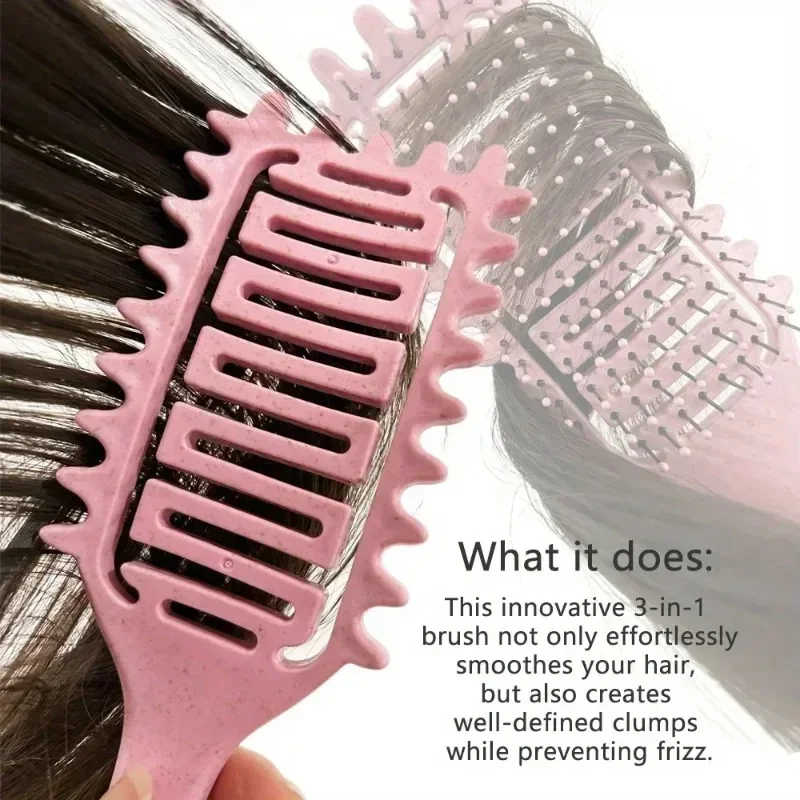 Curl กําหนดแปรงจัดแต่งทรงผม Hollow Out Detangling แปรงผม Tangled Wet Curly ผมหวี Shaping Curls ตัดผม Hairdressing เครื่องมือ