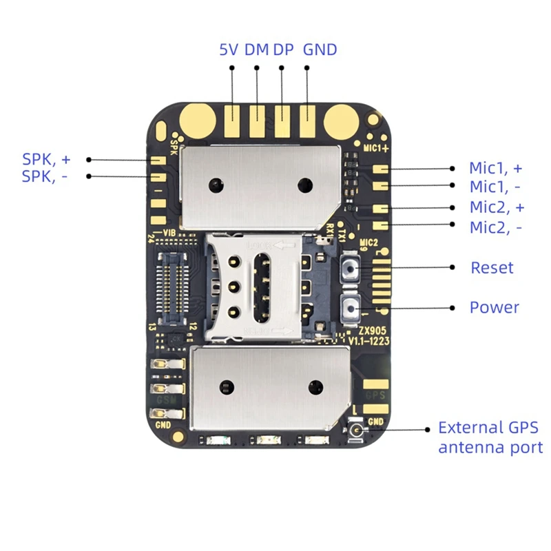 ZX905 Small Size 2G+ 4G GPS LTE CAT-1 PCBA Tracking Chip Tracker Chip Module Anti-Lost For Personal Kid Use Pet Cat Dog