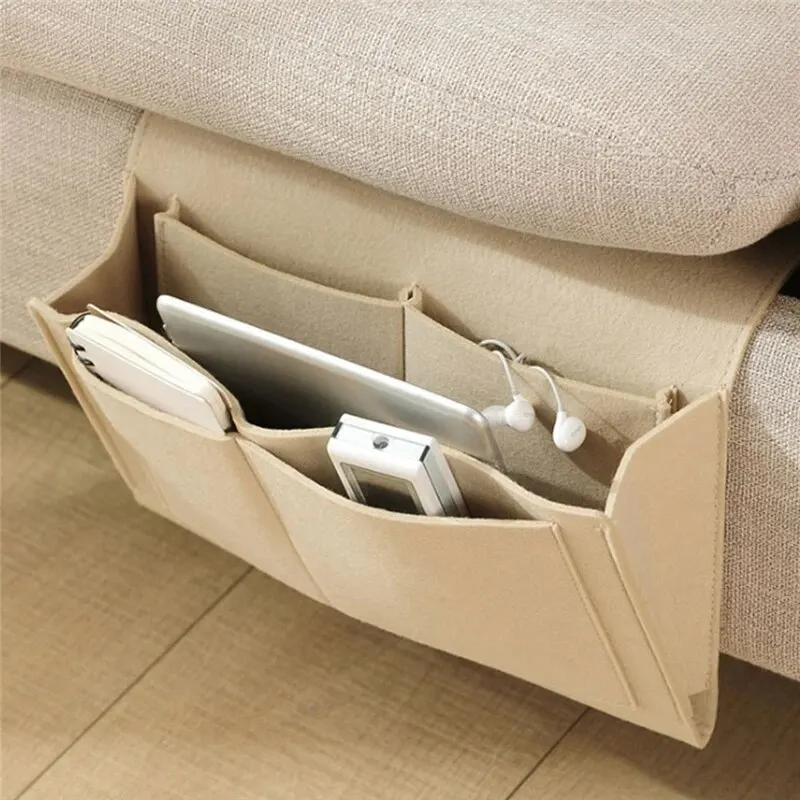 Borsa per lettino Organizzatore per riporre il comodino in feltro Divano TV Telecomando Organizzatore per riporre il divano sospeso Tasche per supporto del letto