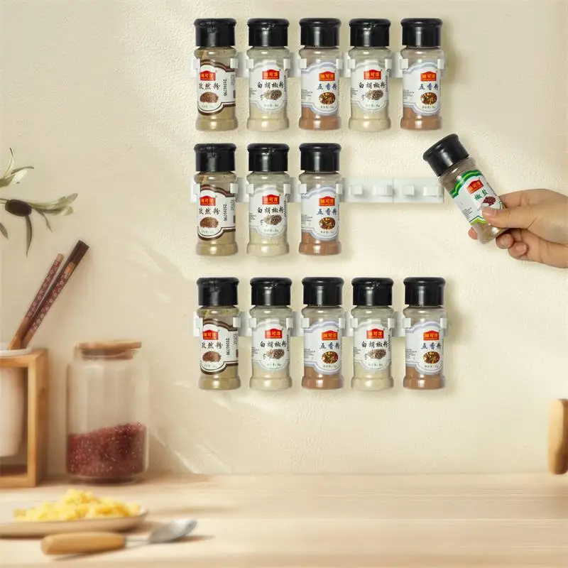2 pz/set scaffale portaoggetti da cucina bianco scaffale portaoggetti per barattoli di condimento semplice Clip per bottiglie quattro cinque fori