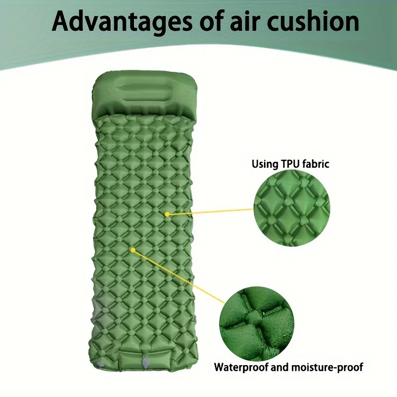 Outdoor Camping Opblaasbaar Matras Slaapmatje Met Kussens Ultralight Luchtmat Ingebouwde Inflatorpomp Wandelen