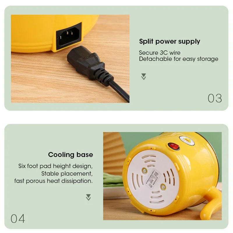 Olla caliente multifuncional de 1,8l para dormitorio de estudiantes, cocina eléctrica para fideos, olla para el hogar de acero inoxidable