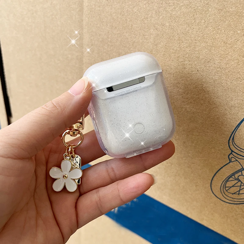 Clearance_Fashion Weiche Silikonhülle für AirPods 3 Pro 2. Niedliche klare weiße Blumen-Anhänger-Kopfhörerhülle für Apple AirPod Pro 2