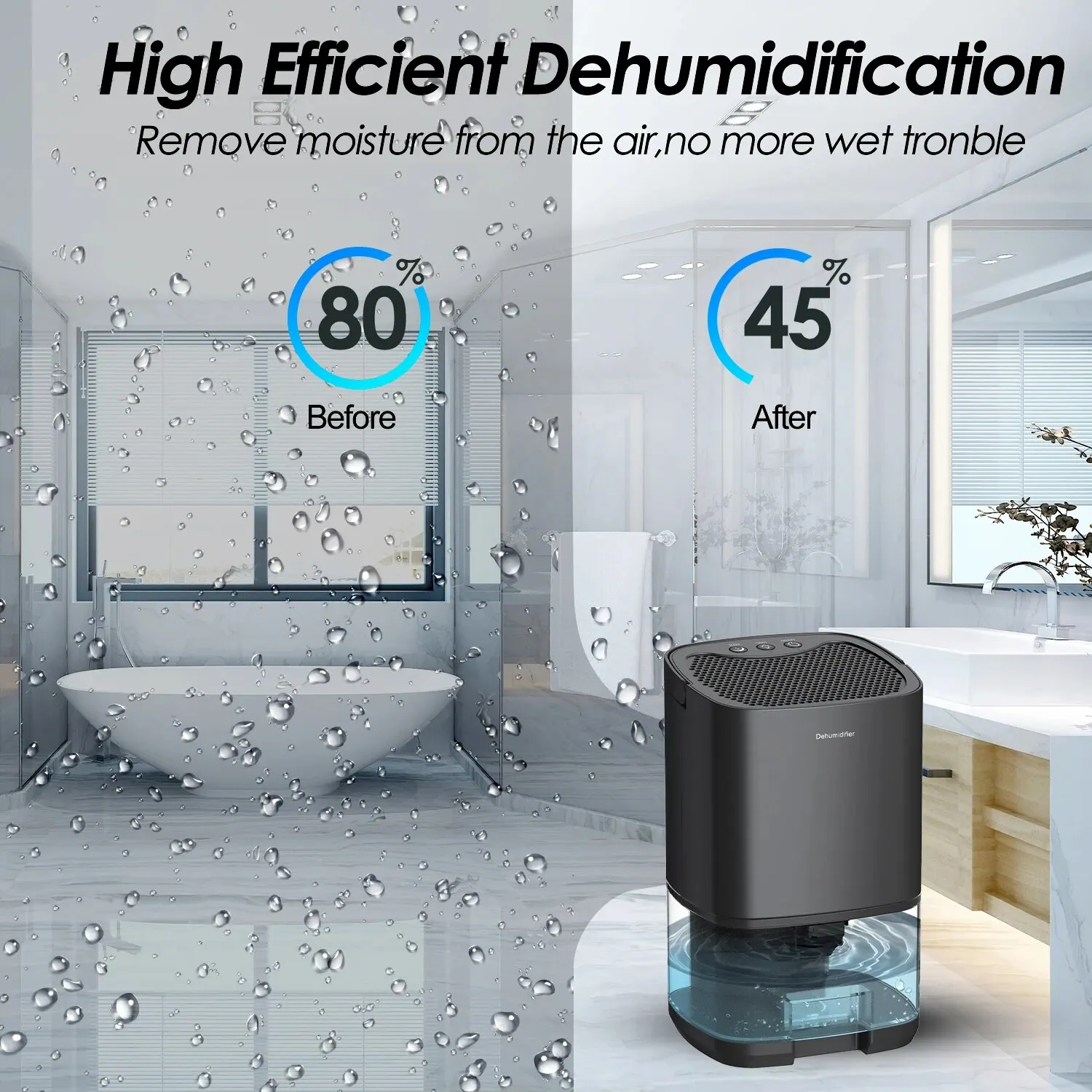Deshumidificador portátil para filtro de aire, Mini deshumidificador para el hogar, dormitorio, oficina, absorción de humedad silenciosa, pequeño deshumidificador