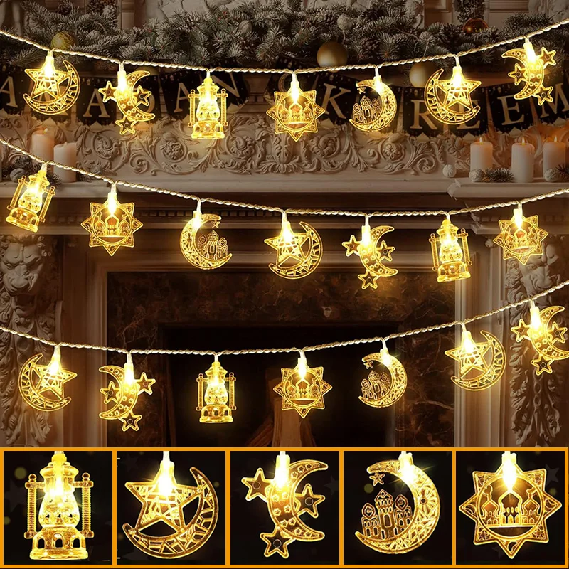 1-10M Led String Lights moon star lamp Eid Moon Star decoration Hanging String light luminous Star Moon ramadan home decoration