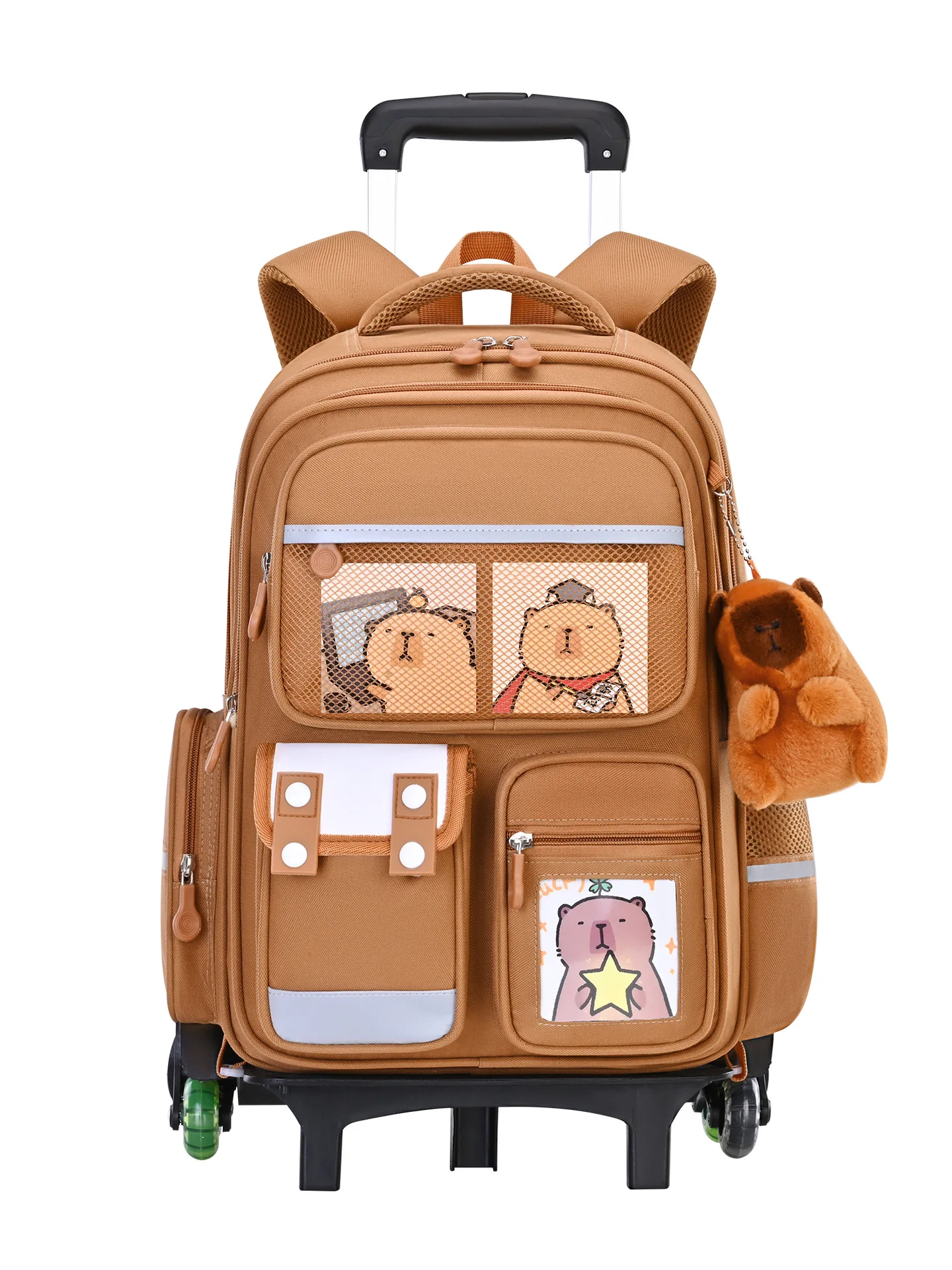 Mochila escolar de dibujos animados para niños con ruedas, bolsas para estudiantes para niñas y niños, bolso con ruedas, bonita mochila escolar con ruedas