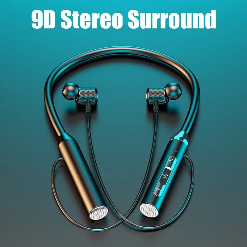 Bluetooth 5.0ワイヤレス防水ヘッドセット,hifiネックバンドヘッドセット,9dステレオシリコン,スポーツヘッドセット,ホルターヘッドセット,磁気ヘッドセット