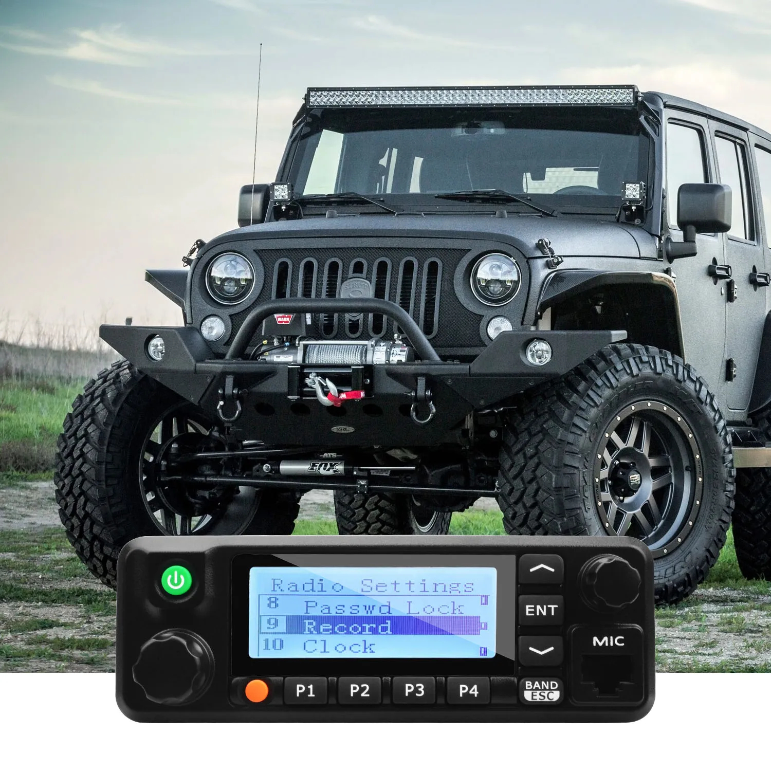 TYT Mobile Transceiver MD-9600 GPS VHF136-174MHz UHF400-480MHz Dual Band Voice Record VOX 50W DMR Digital & Analog Walkie Talkie