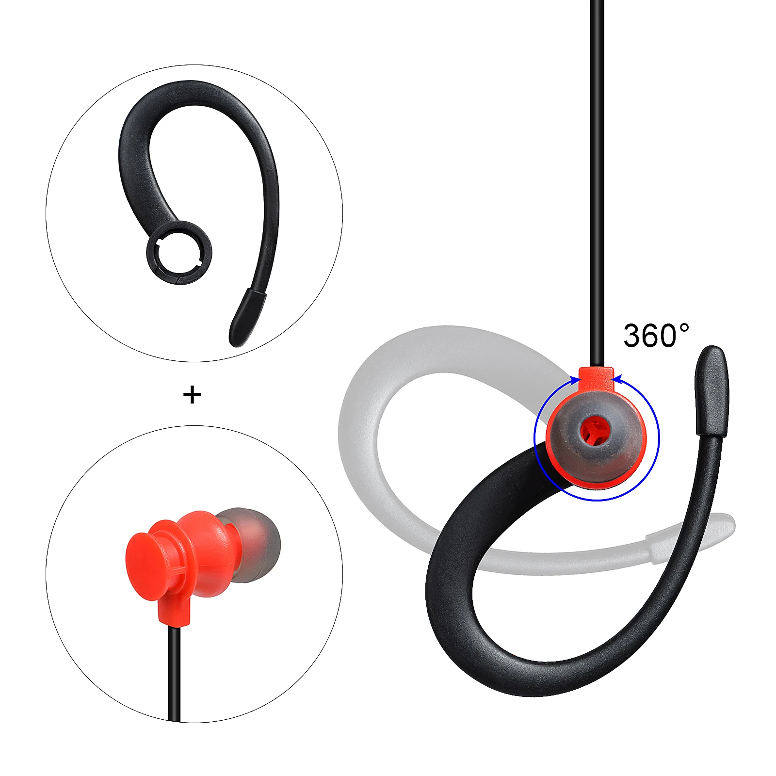 Fone de ouvido de segurança para walkie talkie em forma de G com microfone compatível com Motorola CP040 CP140 CP88 CP1200 GP2000 rádio de 2 vias
