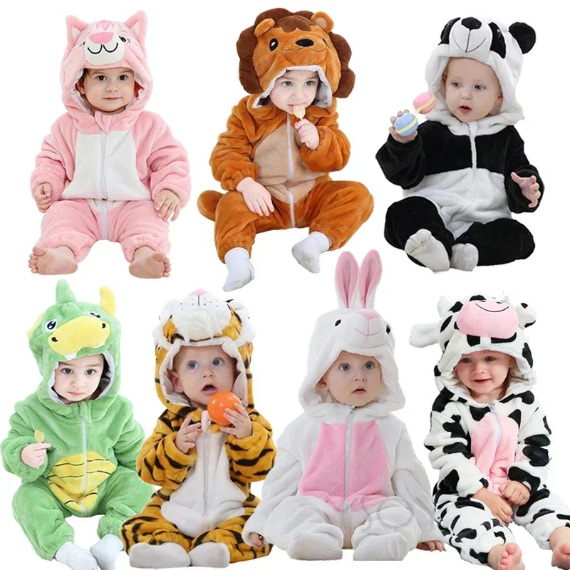 Pagliaccetti per bambini Costume invernale Flanella per ragazza Ragazzo Bambino Vestiti per neonati Bambini Animali in generale Panda Tigre Leone Unicorno Ropa Bebe