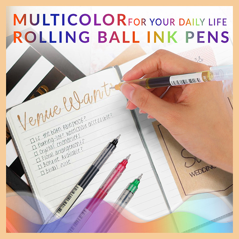 10 สีตรงปากกาเจลเหลว Quick-drying ขนาดใหญ่ความจุปากกาเจลที่มีสีสัน 0.5 มม.ปากกา Rollerball โรงเรียนเครื่องเขียน office