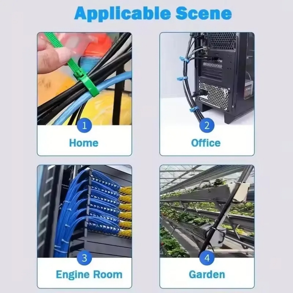 1000/100Pcs Reusable Cable Ties Cable Lock Loop Nylon Ties Removable Recyclable Mixed Colours Black White Cable Ties