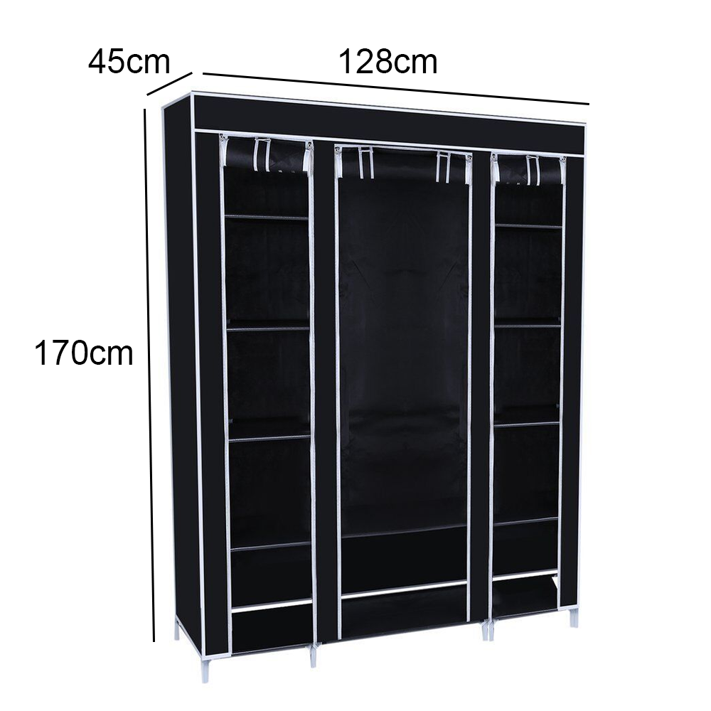 Canvas Wardrobe Clothes Closet Organizer Portable Storage Cupboard for Bedroom  128*45*170cm Fabric Closet