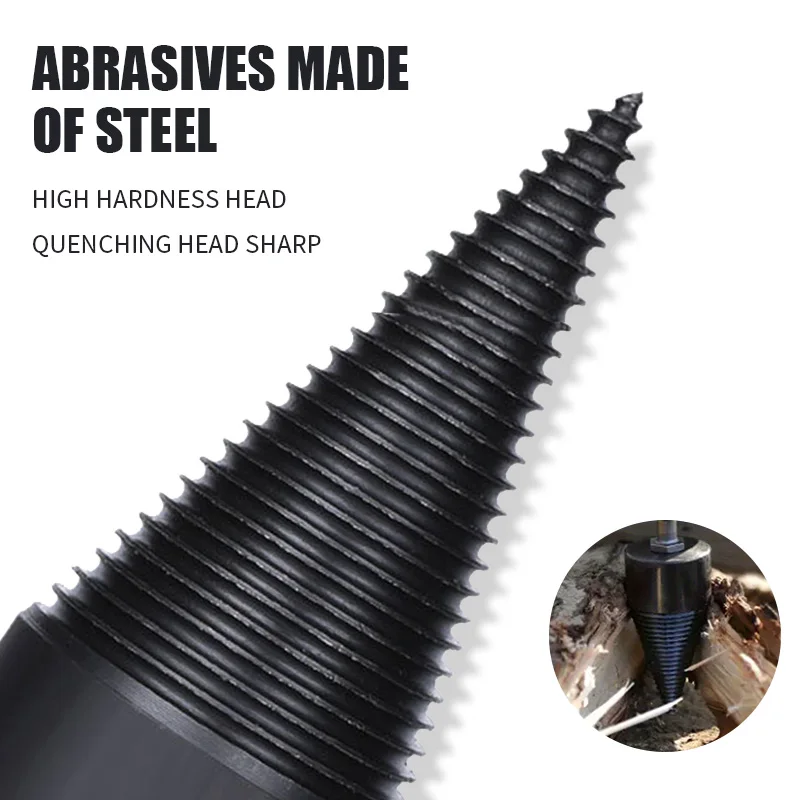 4pcs High Speed Spiral Drill Bit With Round Hex Shank Screw For Wood Splitter Woodworking Camping Tools