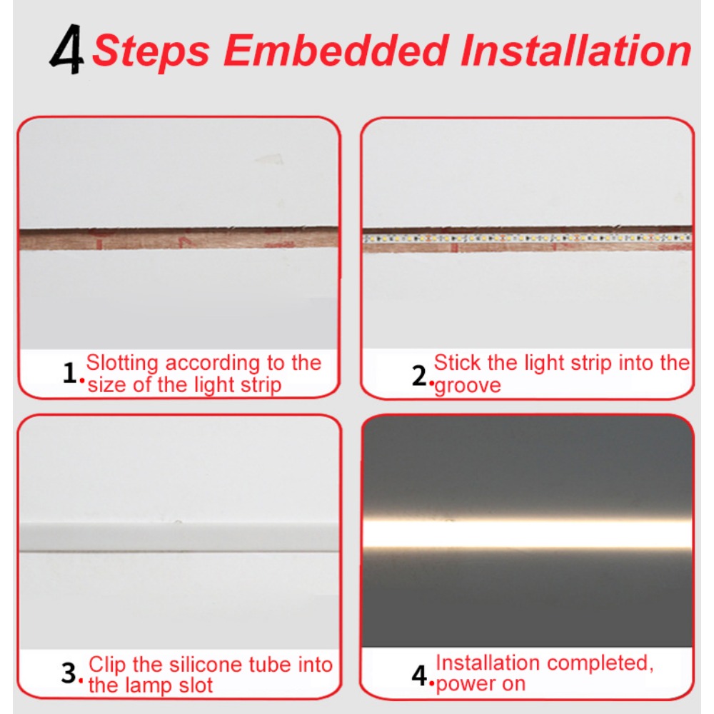 Soporte de canal Flexible de neón Led, borde de tubo de silicona blanco empotrado de 1-5M, fácil de instalar, impermeable, a prueba de polvo, DIY, forma especial