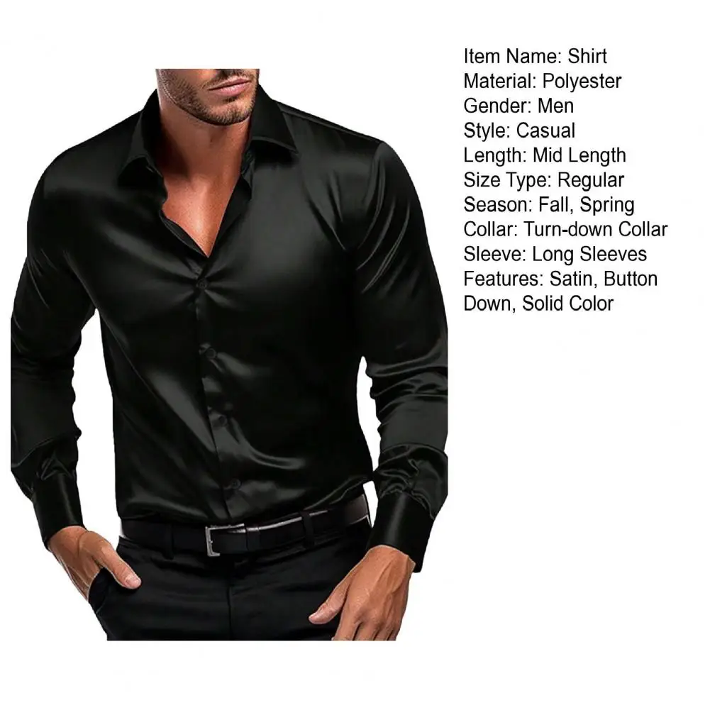 Camisa Formal de manga larga para hombre, lujosa, resistente a las arrugas, sin hierro, Color sólido, informal, de negocios, seda helada, otoño e invierno