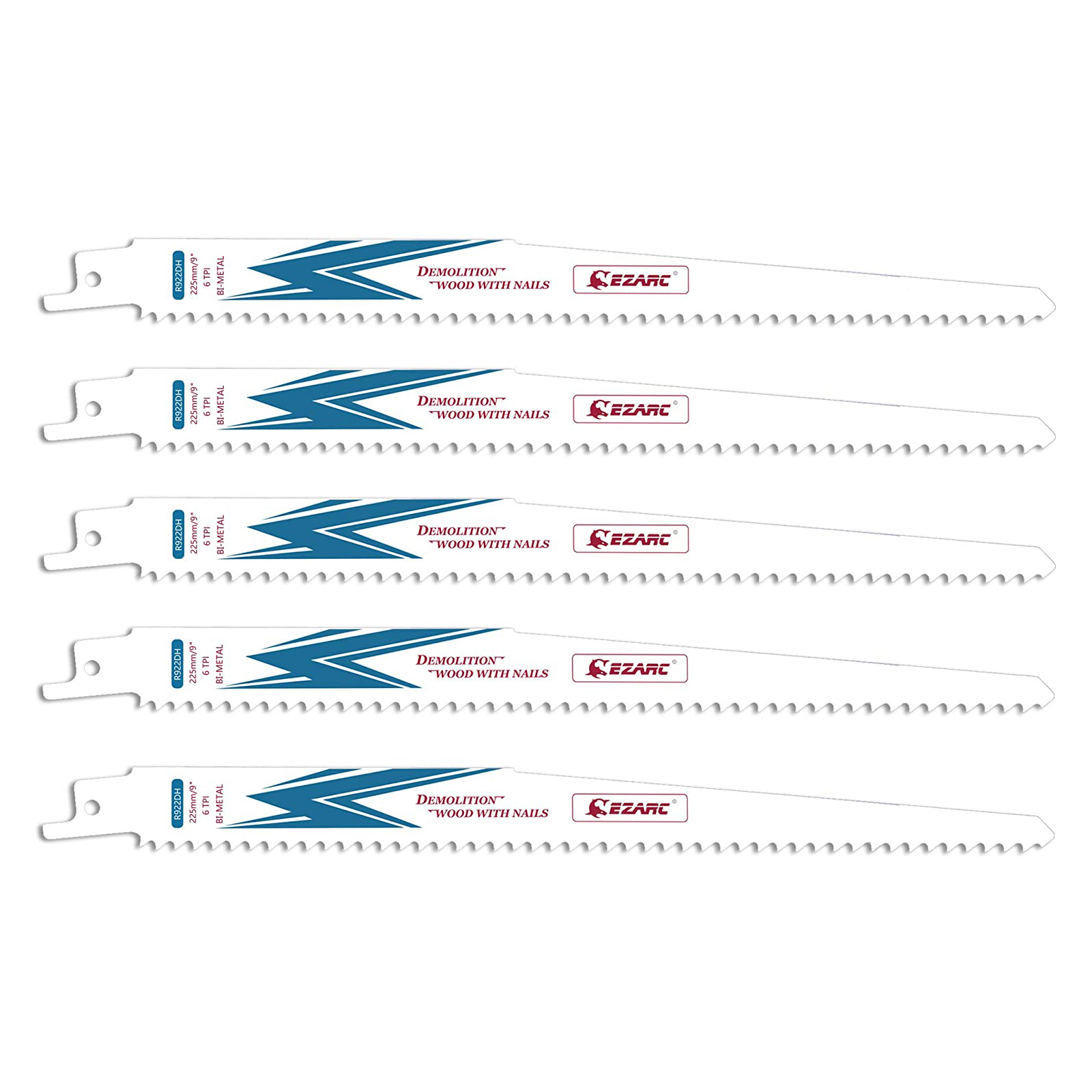 EZARC 5/150/225/300Mm Chuyển Động Qua Lại Lưỡi Cưa Bi Kim Loại Coban Sabre Lưỡi Cưa Cho gỗ Phá 6TPI R622DH R922DH R1222DH