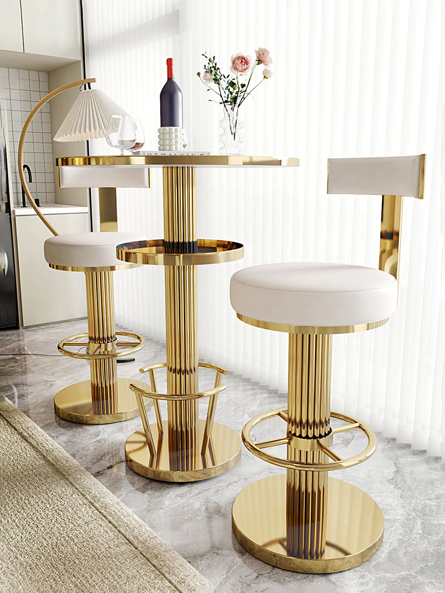 Mesa alta redonda, mesa de Bar para balcón, luz para el hogar, silla de Bar pequeña de ocio Premium de lujo, mesa de centro, Bar