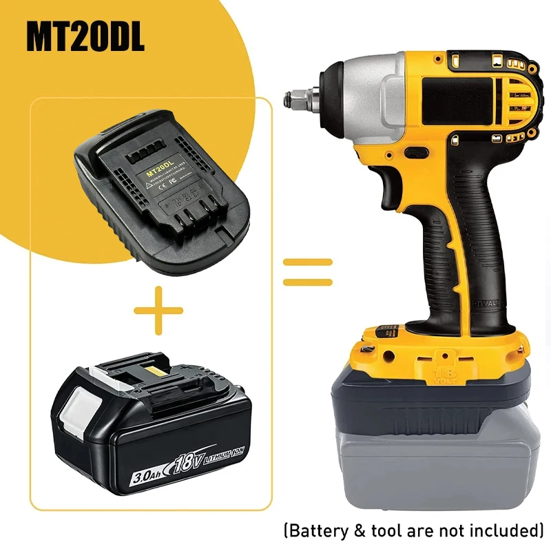 Адаптер аккумулятора MT20DL подходит для литий-ионного аккумулятора Makita 18 В BL1850/BL1840 BL1830, преобразователь в электроинструменты Dewalt 18 В 20 В
