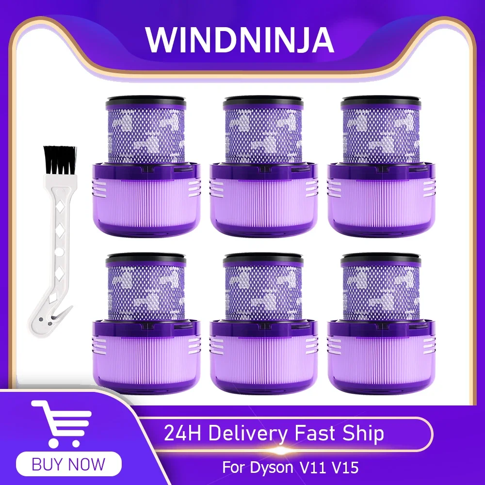 1-8PC Filter with brush For Dyson V11 Animal  V11 Torque Drive V15 Detect Vacuum Cleaner Cleaning Cyclone Rear Filter Spare Part