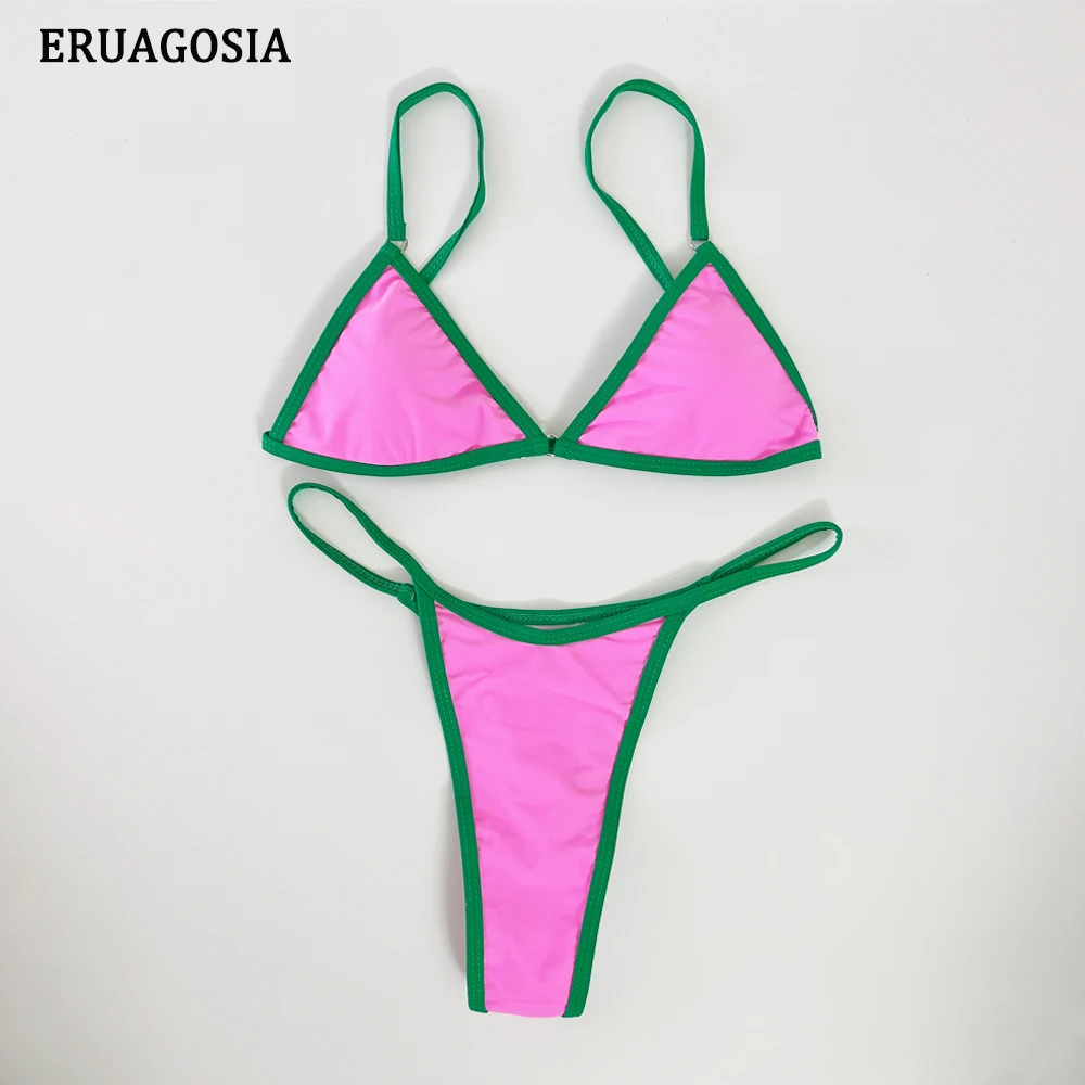 Sexy Bikini femmes maillot de bain 2025 nouveaux maillots de bain maillot de bain femme maillots de bain Micro string Bikinis ensemble 2 pièces couleur bloc maillot de bain