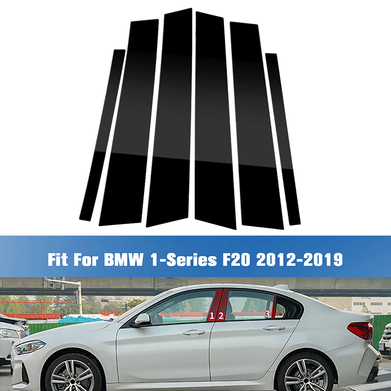 6 個 BMW 1 シリーズ F20 2012 2013 2014-2019 車の光沢のある黒の窓ドアコラム BC ピラーポストカバートリムステッカーアクセサリー