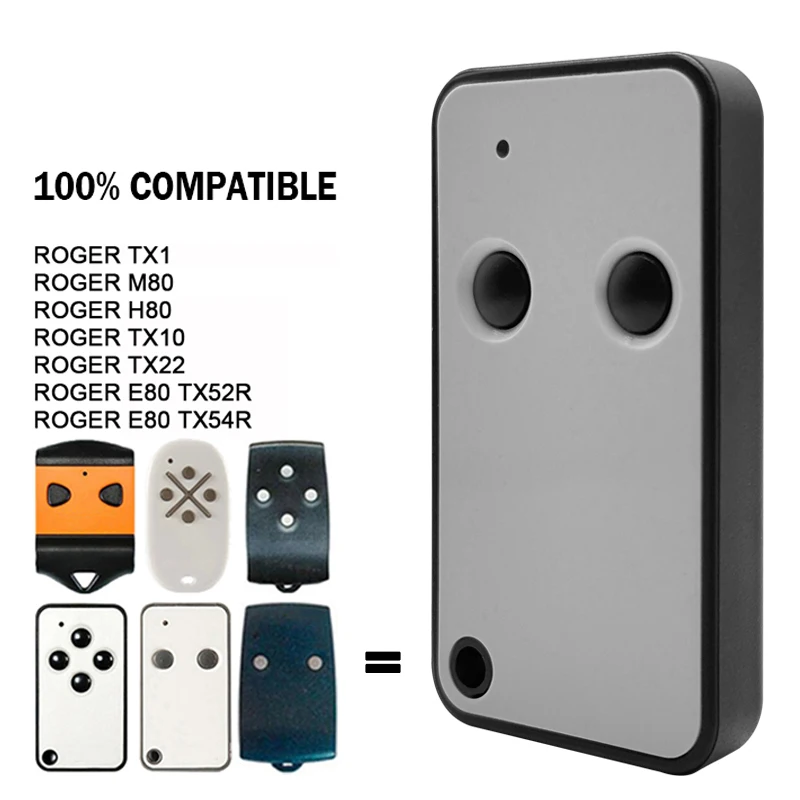 Roger E80 TX52R 2 433.92 MHz E80/TX52R/2 E80/TX54R/2 Código fijo Puerta de garaje Control remoto Roger H80 TX22 M80 TX44R TX12 TX14
