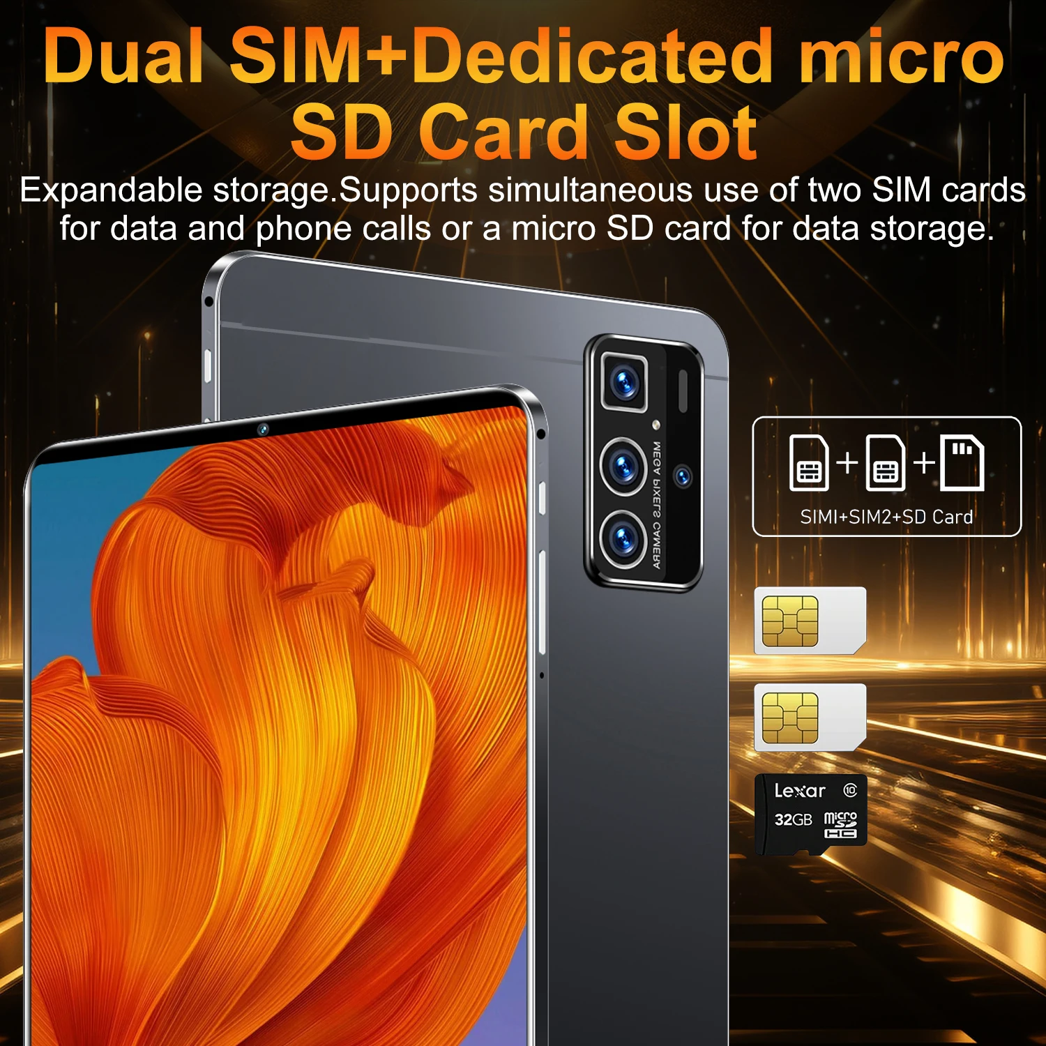 2025 Original Global Version Tablet 10.36 inch HD 4K Android 13 16GB+1T 12000mAh 5G Dual SIM Phone Call WiFi GPS Tablet