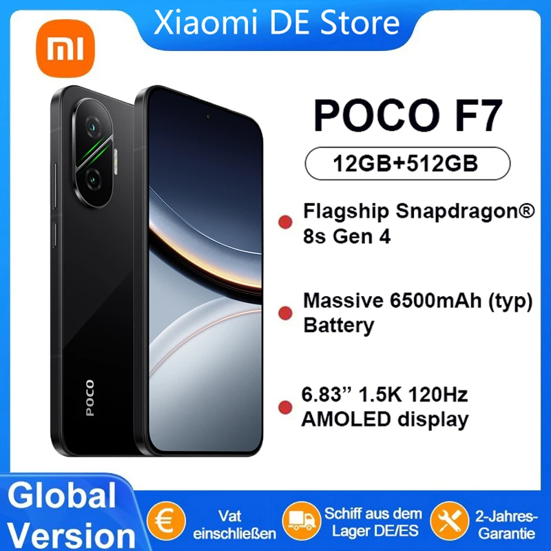 【Weltpremiere】POCO F7 5G Global Version Snapdragon ®   8s Gen 4 NFC 6,83 1,5K AMOLED Display 50MP Kamera OIS 6500mAh Smartphone