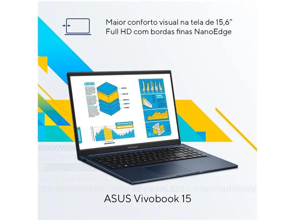 Notebook Asus Vivobook Core i5 8GB 256GB SSD 15.6'' Windows 11 Intel Iris Xe X1504VA-NJ1737W