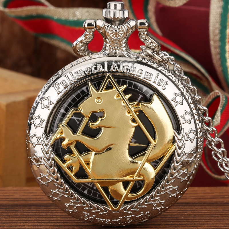 Retro prata/bronze tom fullmetal alchemist relógio de bolso cosplay edward elric anime design menino pingente colar corrente melhor presente