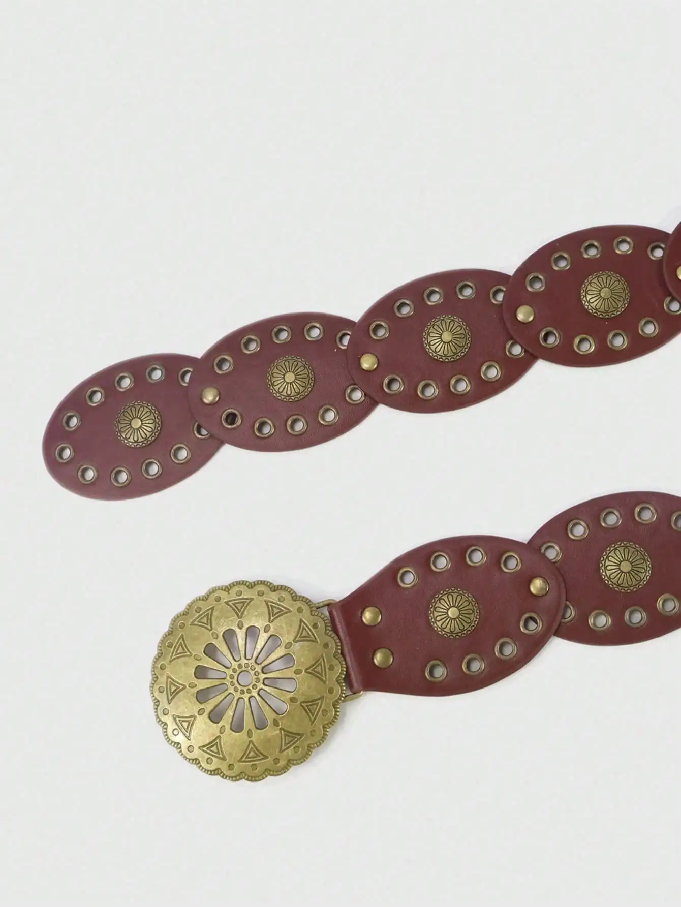 Ceinture de Style Punk pour femmes, style bohème, Cowboy occidental, accessoire de mode, boucle florale ajourée, conception d'épissure ovale