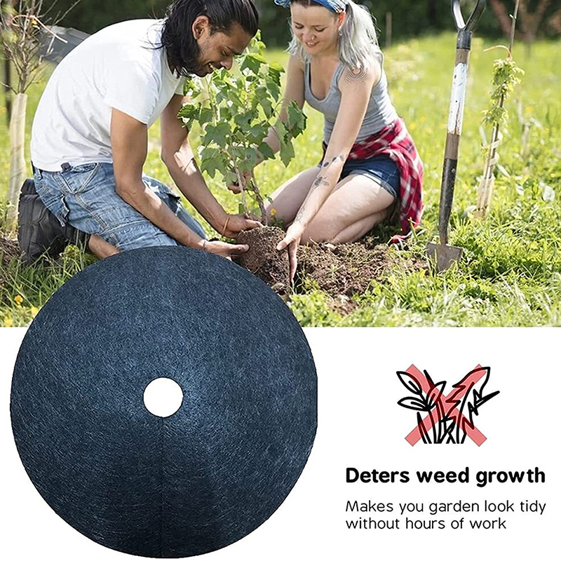 12Pcs New Tree Protection Weed Mats Ecological Control Cloth Mulch Ring Round Weed Barrier Plant Cover for Indoor Outdoor Garden