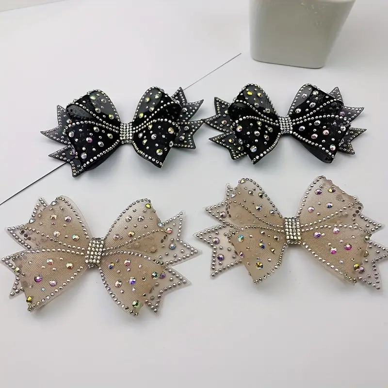 Shiny Bows Shoes Decoration Wedding High Heel Charm Mesh Hot Stamping Diamond Bow Shoe Buckle Accessories