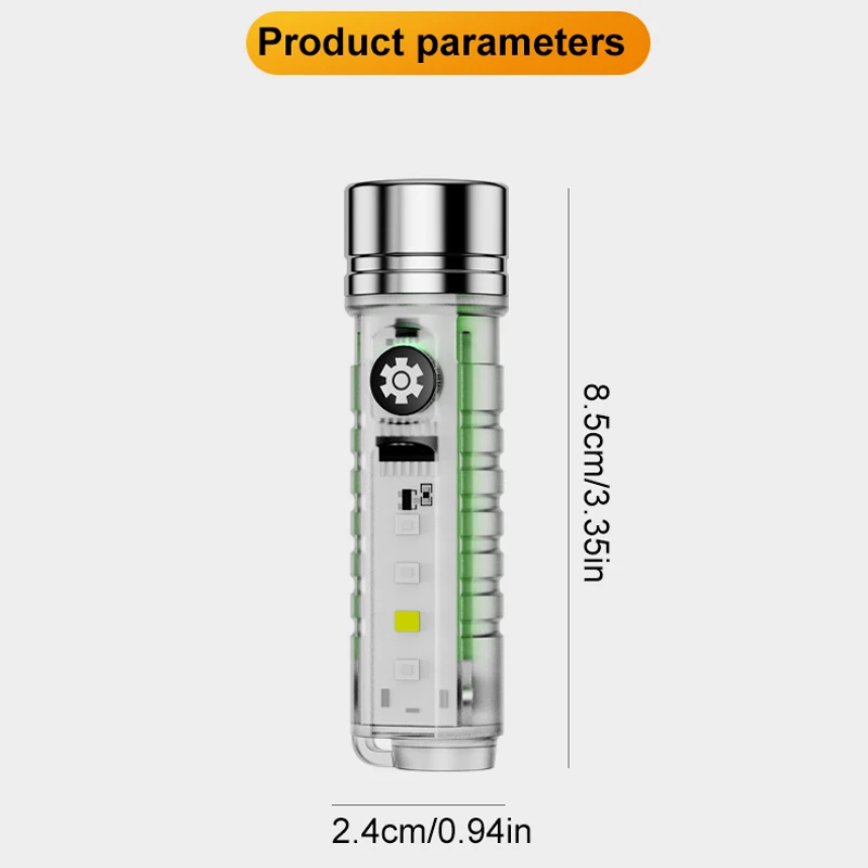 Mini chaveiro lanterna tipo c carregamento rápido lanterna à prova dwaterproof água multi-função aviso lanterna de acampamento