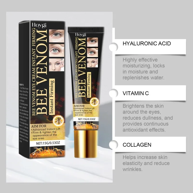 Bee Venom Instant Firming Eye Skin Cream Anti Aging Remover Dark Circle Bag Lasting Moisturizing Delicate Texture Eyes Cream
