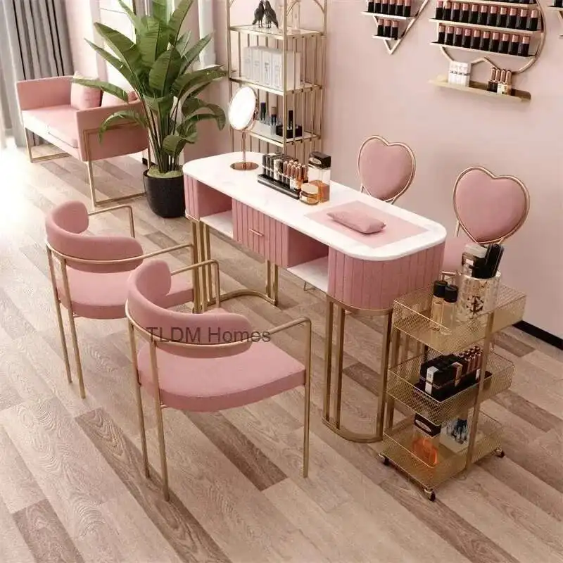 Conjunto de mesa e cadeira de manicure moderna, móveis minimalistas para salão de beleza, mesas para unhas, mesa de manicure doméstica p
